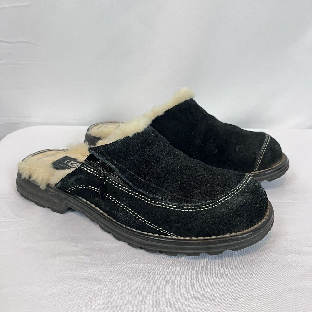 UGG AUSTRALIA 5457 Women’s Clog Mules Black Suede Shoes Size 6 Worn